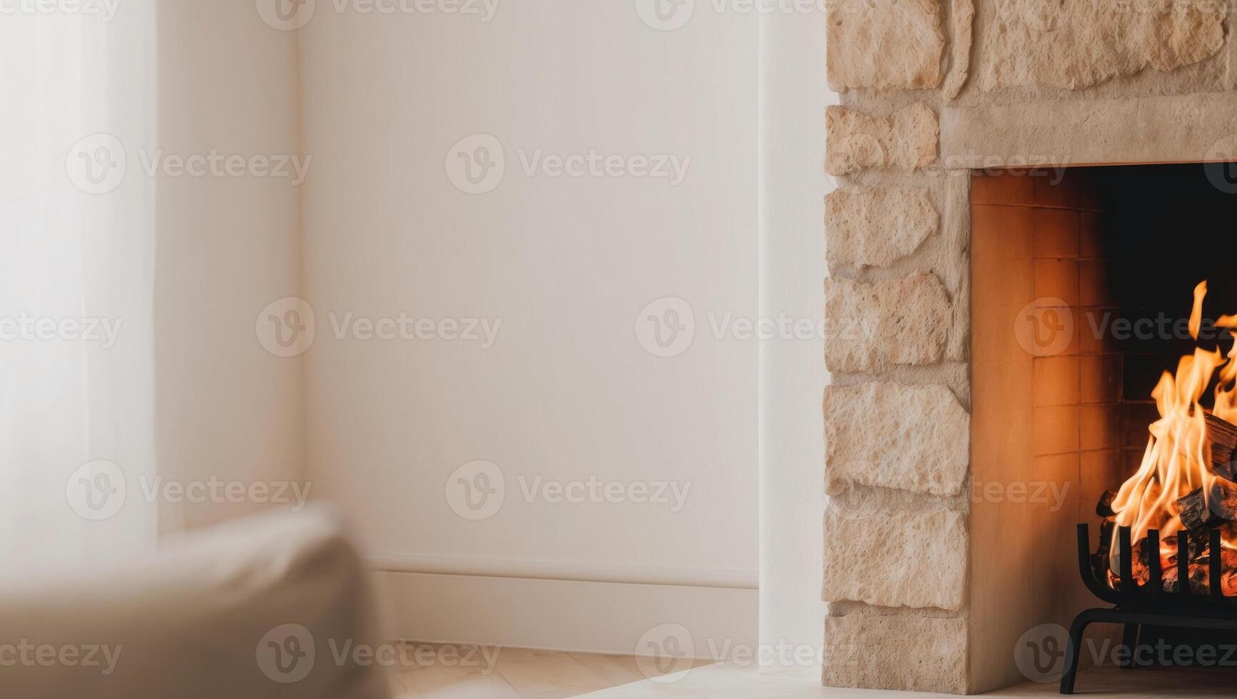 A fireplace with a fire burning in it photo