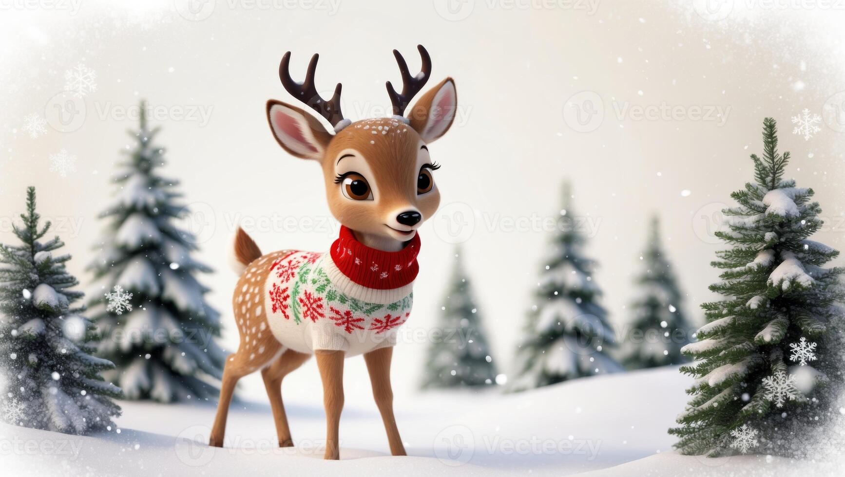 Rudolph the red nosed reindeer 3d illustration photo