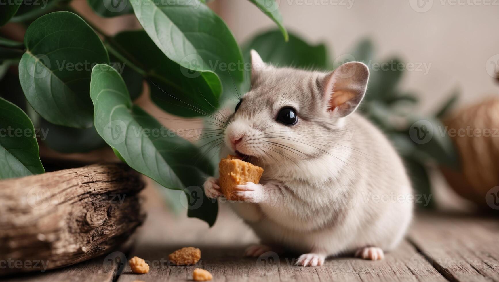 A small mouse eating a nut photo