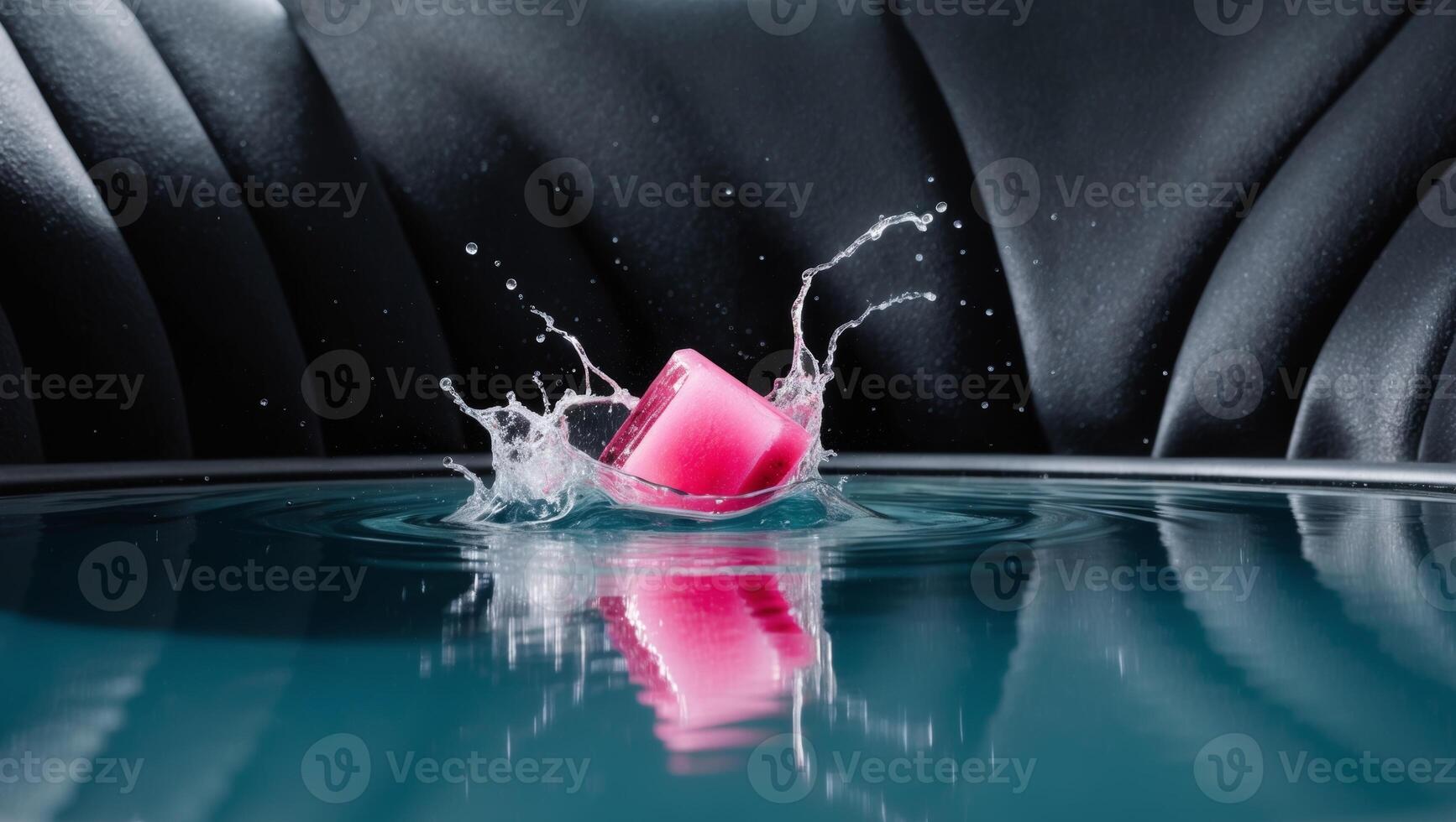 A pink object is splashing into water photo