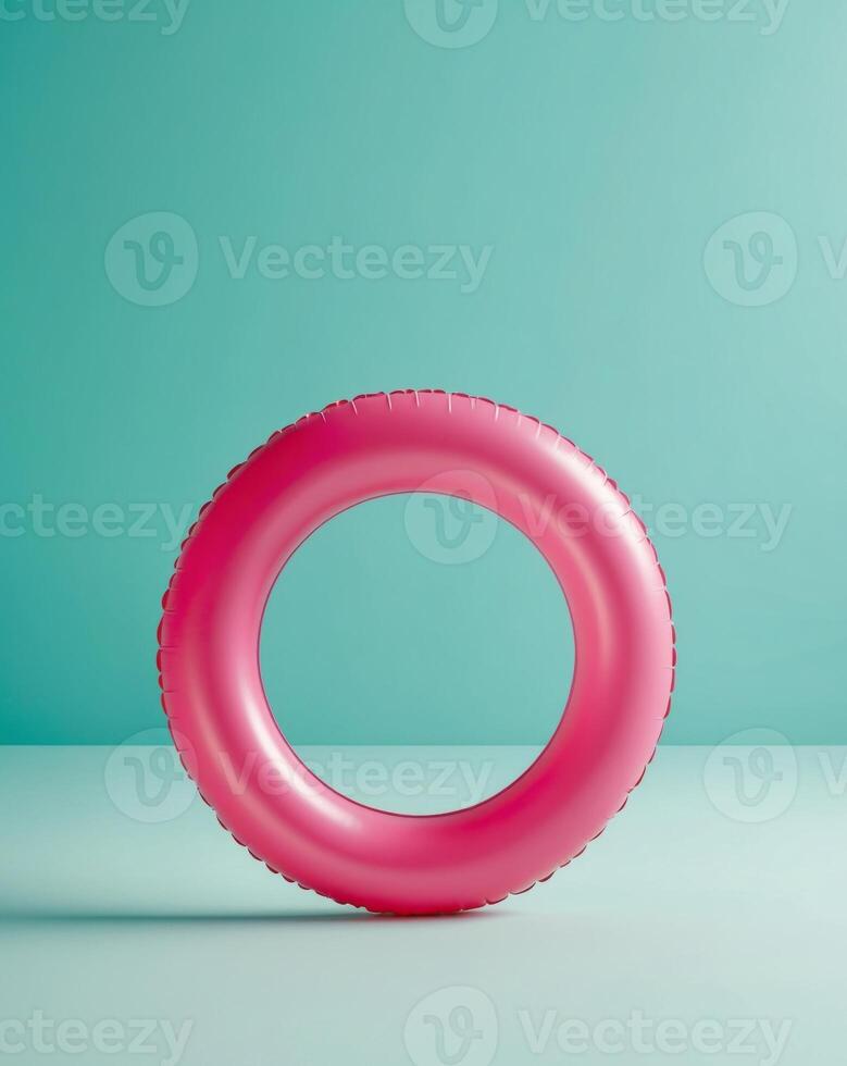 A pink inflatable ring sitting on a table photo