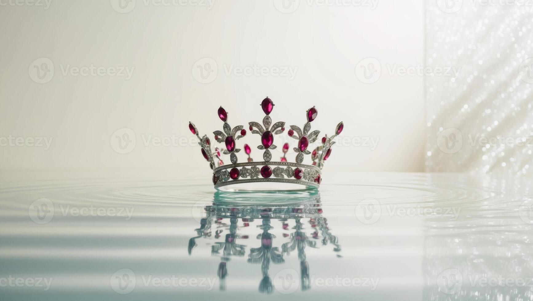 A crown sitting on top of water with a reflection photo
