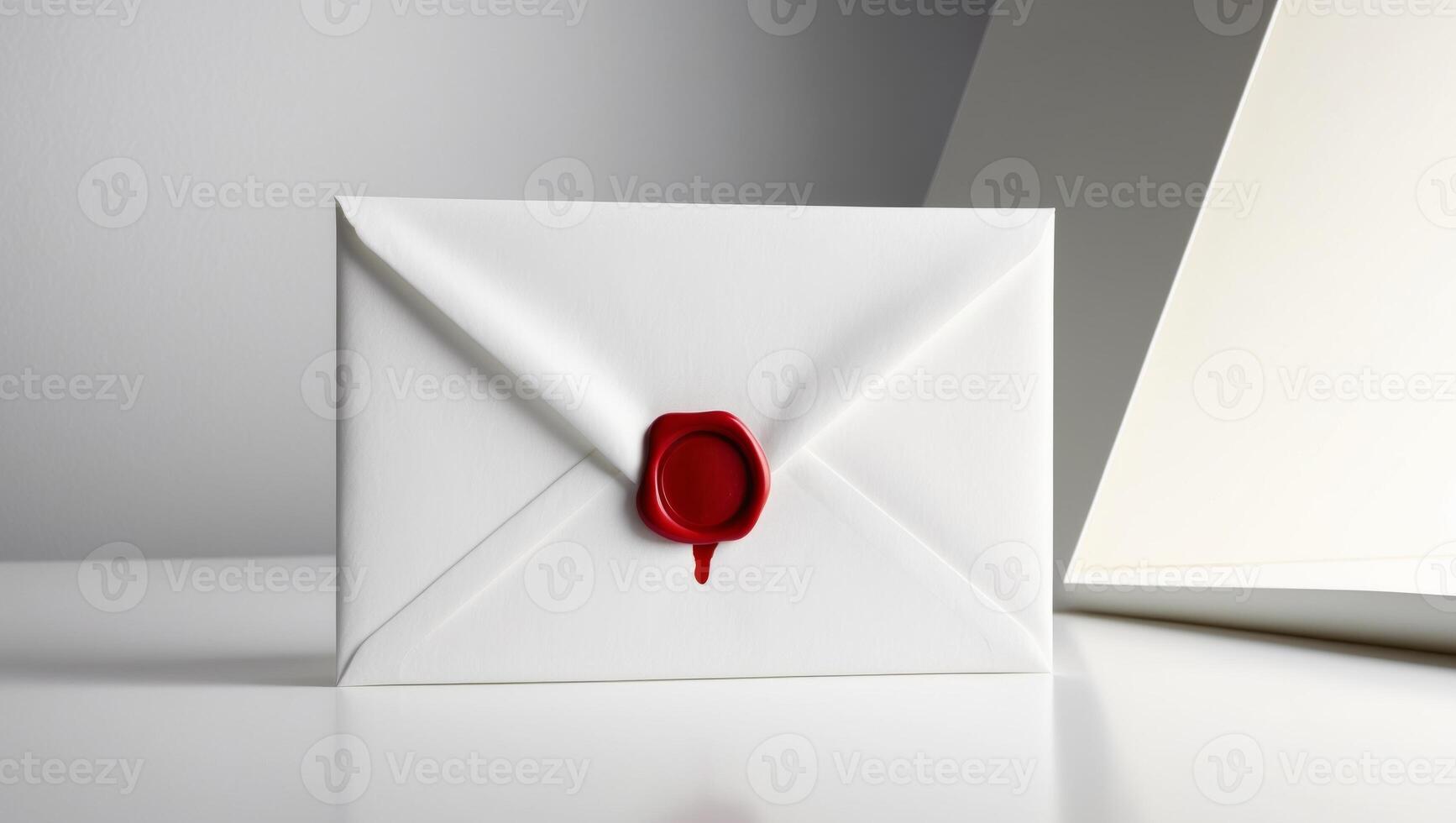 An envelope with a red wax seal on top photo