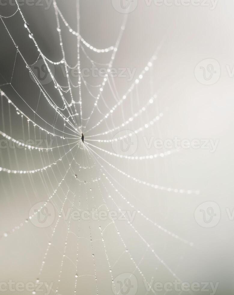 A spider web with dew drops on it photo