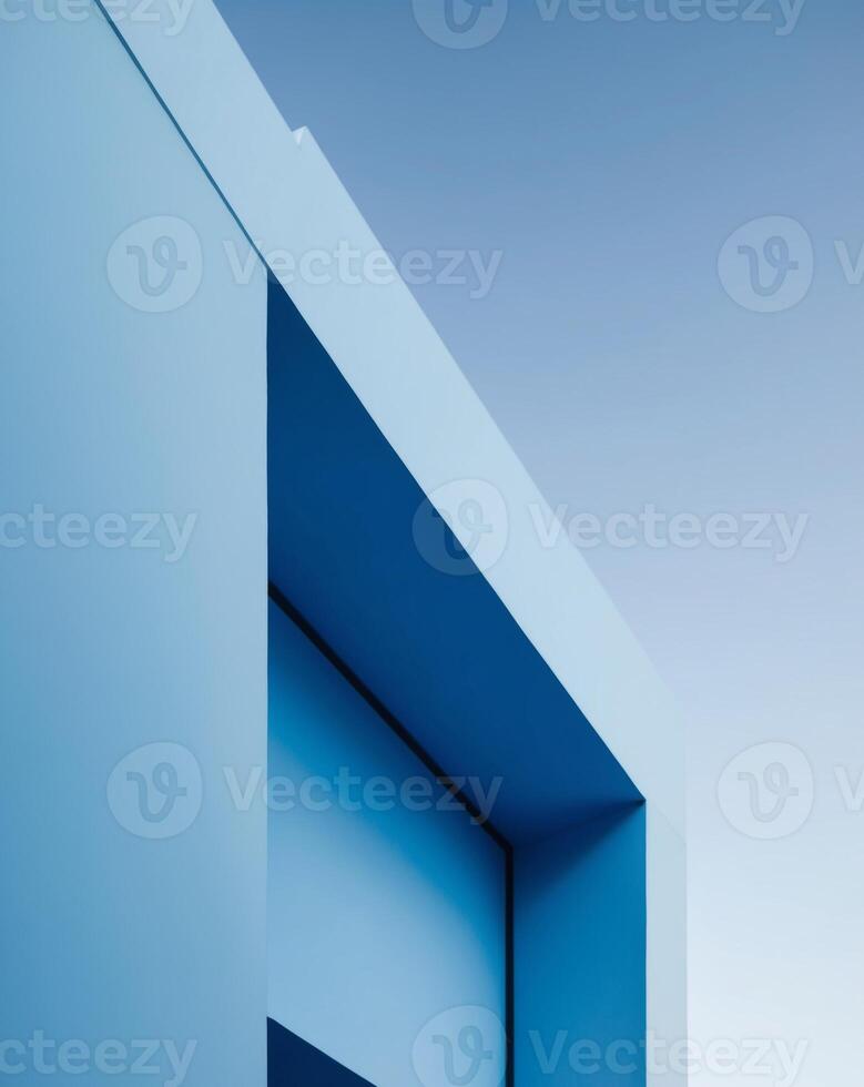 A blue building with a blue wall photo