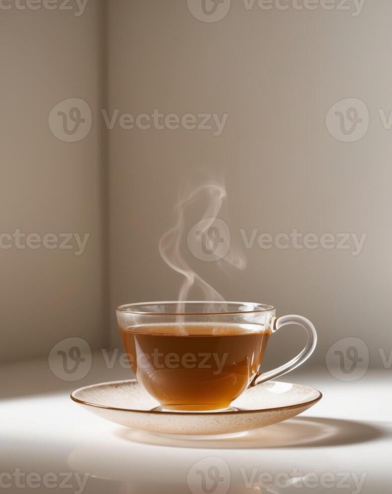 A cup of tea with steam coming out of it photo