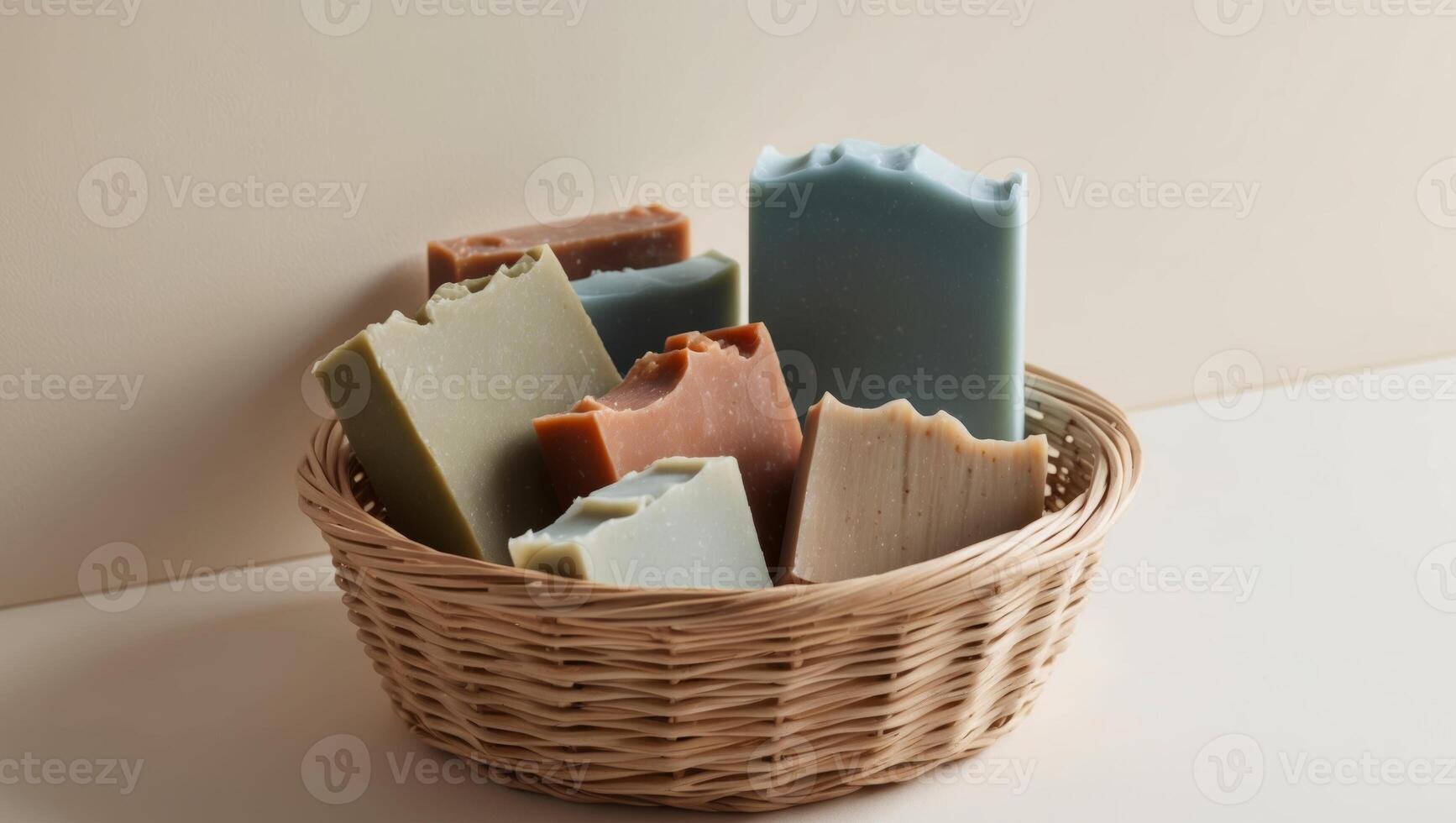 A basket filled with different types of soap photo