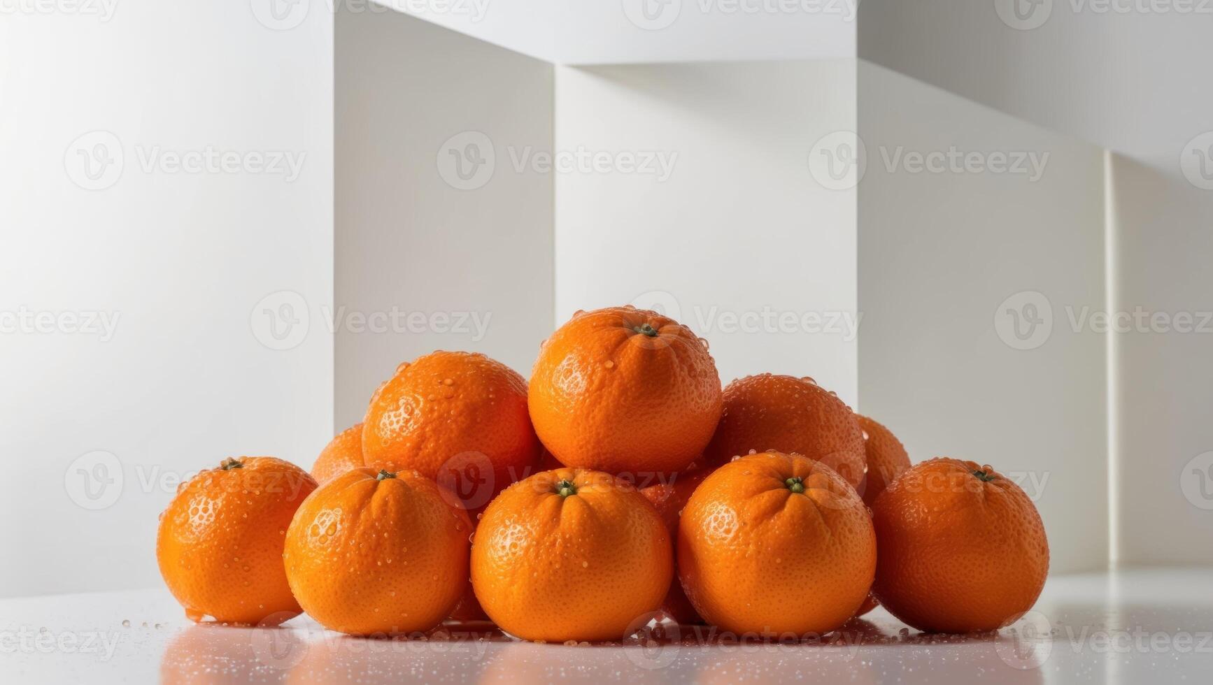 A pile of oranges on a white surface photo