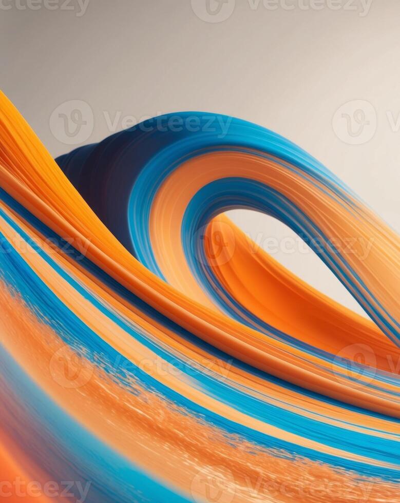 An abstract painting of a wave with orange and blue colors photo