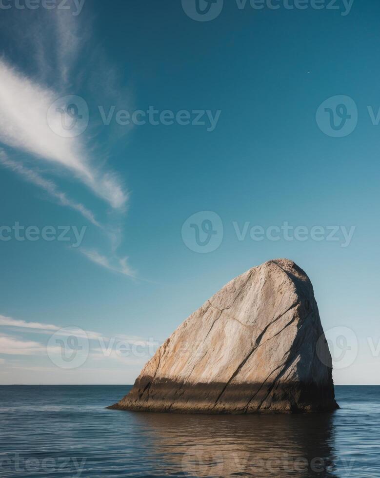 A rock sitting in the middle of the ocean photo