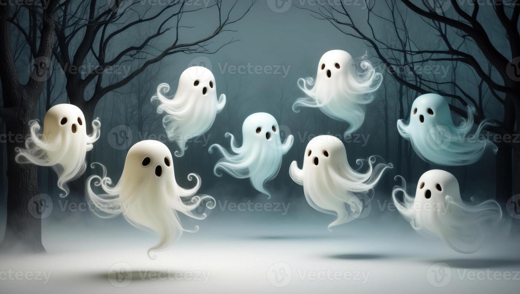 Halloween ghost in the forest photo