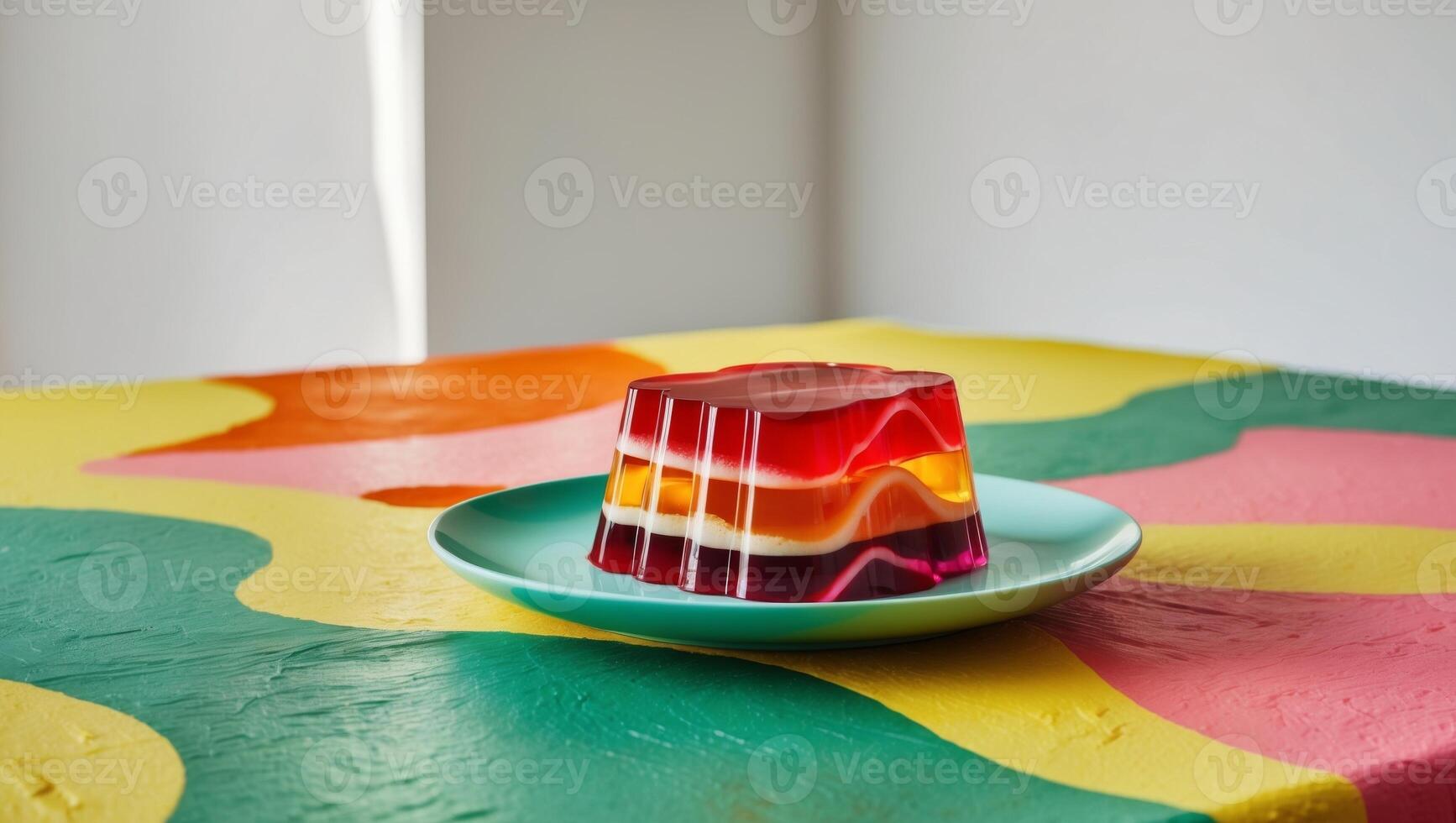 A colorful jell - o on a plate photo