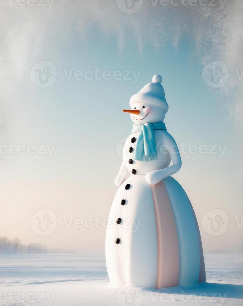 A snowman is standing in the snow photo