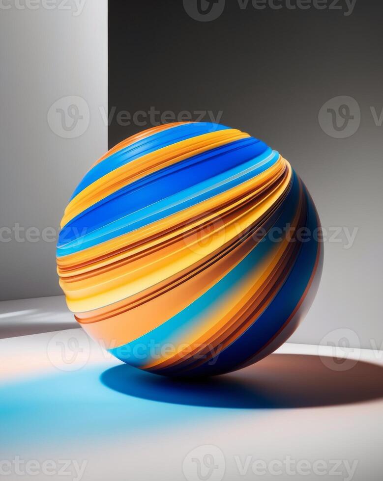 A ball with a colorful stripe on it photo
