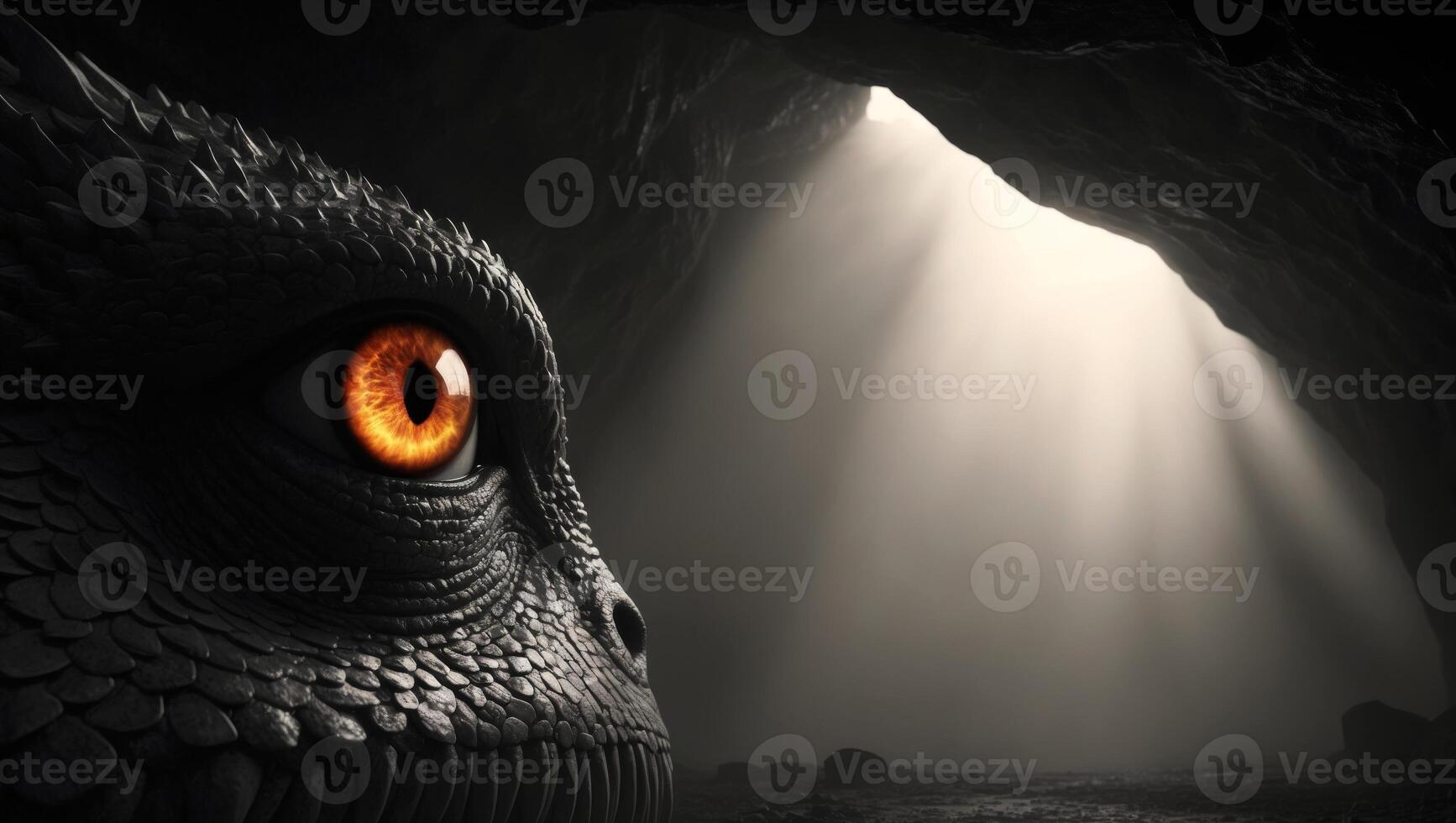 A dragon's eye looking out from a cave photo
