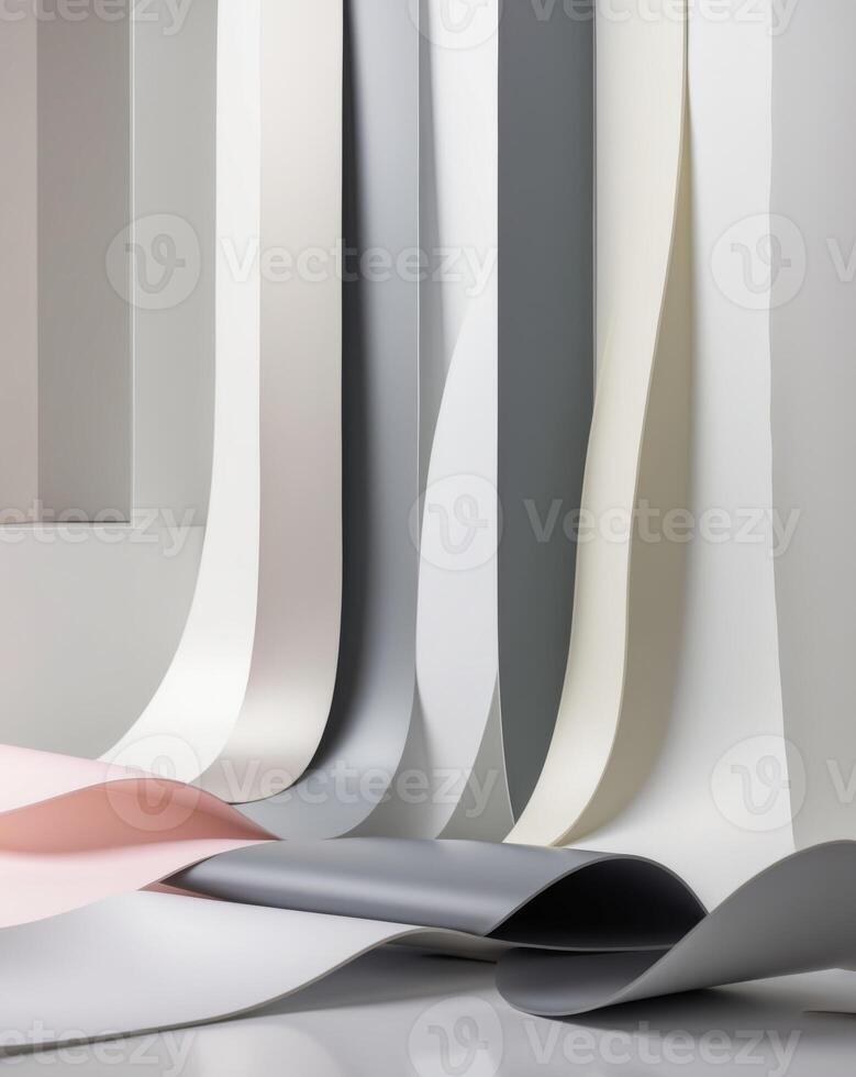 A group of paper sheets are arranged in a room photo