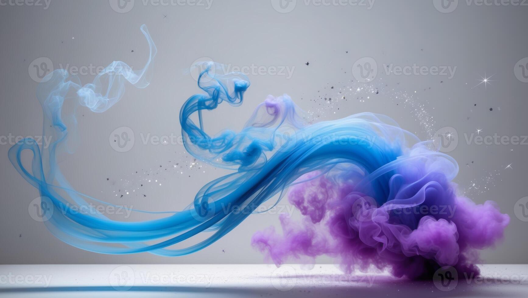 Blue and purple smoke in the air photo