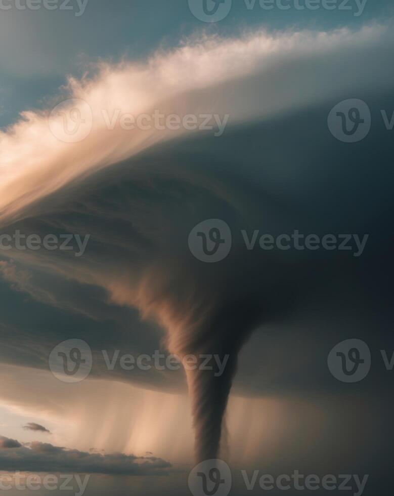 A tornado is seen in the sky photo
