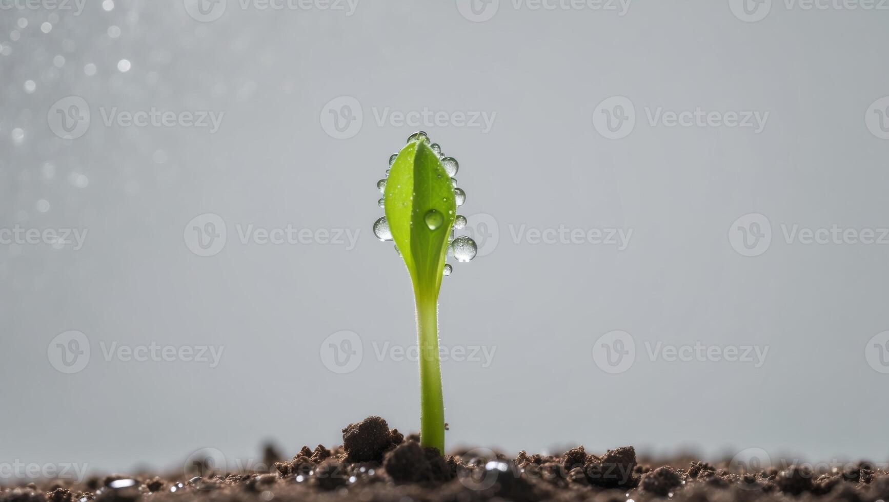 A small green plant sprouting from the ground photo