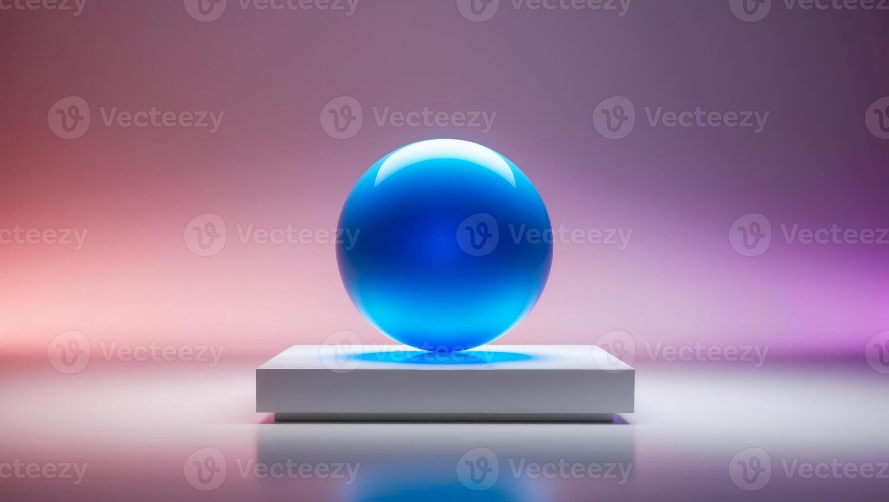 A blue sphere on a stand in front of a bright light photo