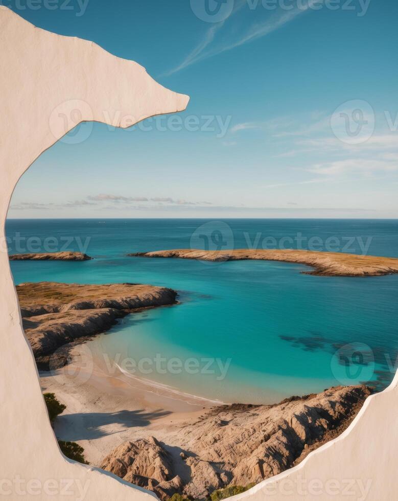 A view of the beach from a hole in the wall photo