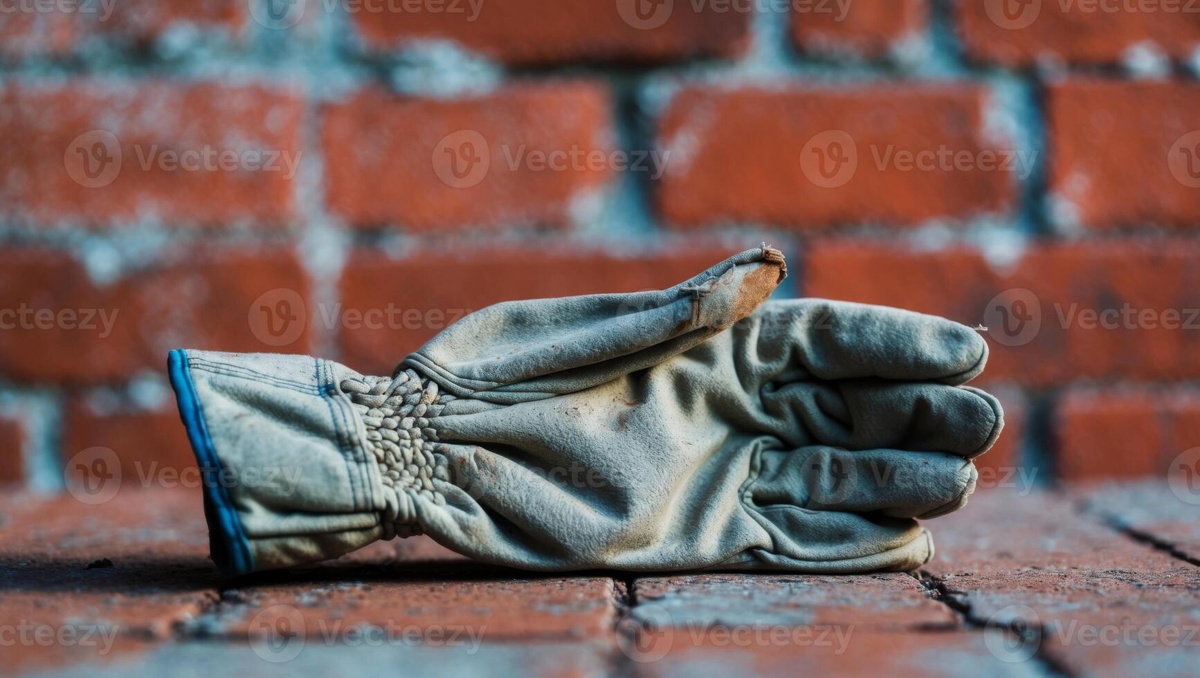 A pair of gloves laying on the ground photo