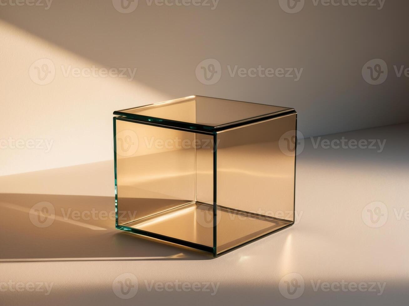 A glass cube sitting on a table photo