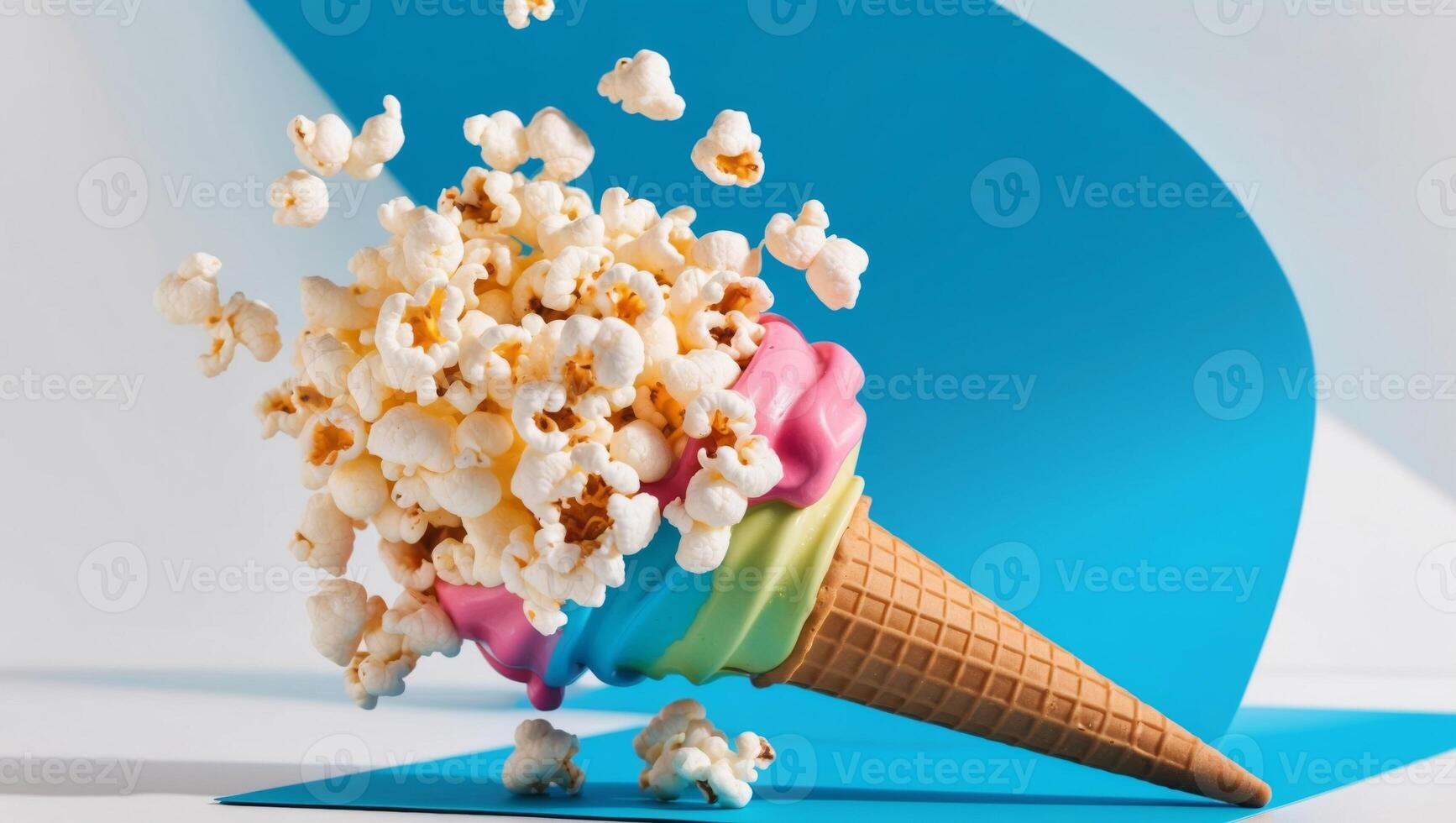 Popcorn in a cone with colorful sprinkles photo