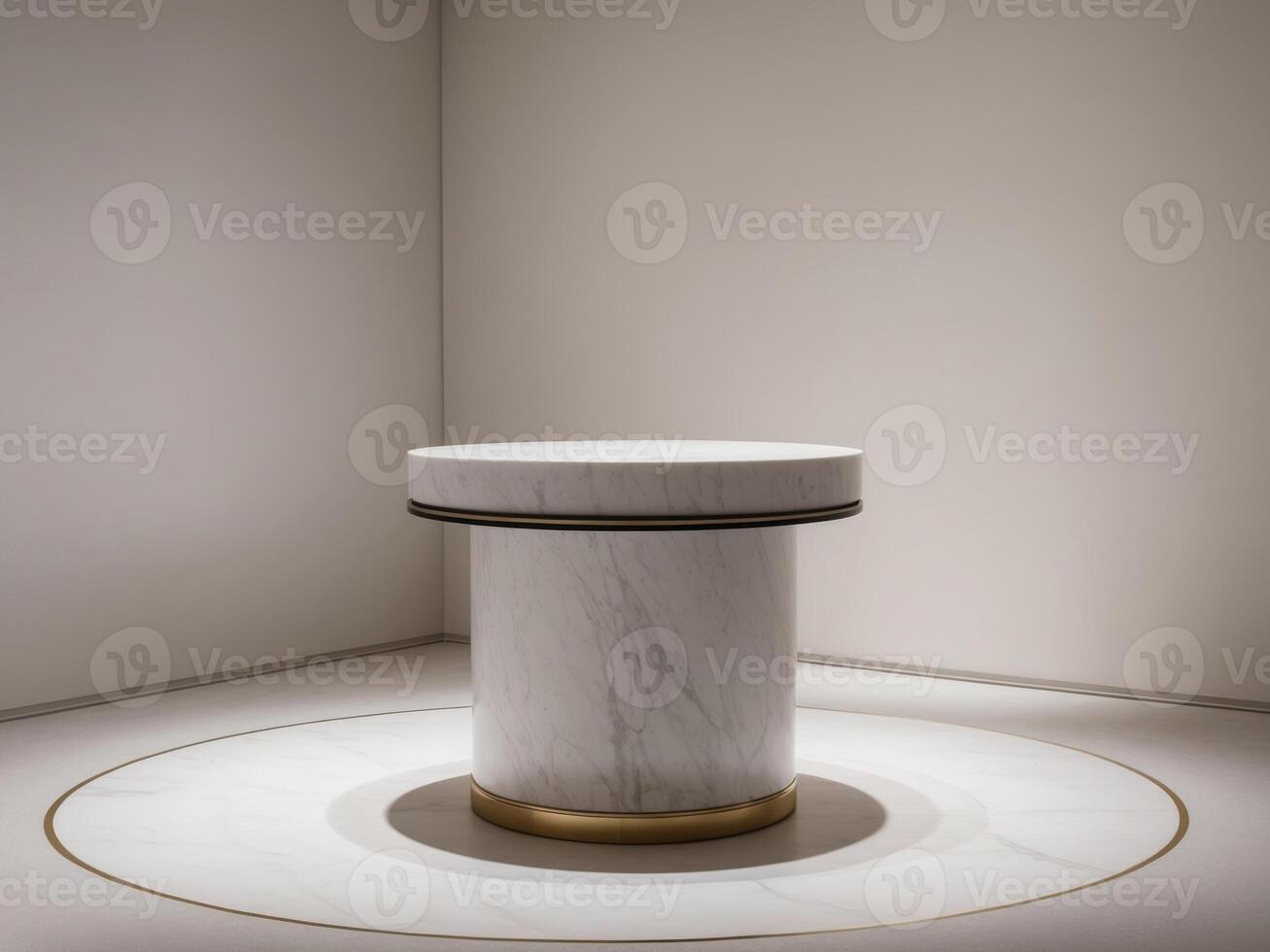 A white marble table with a gold base photo