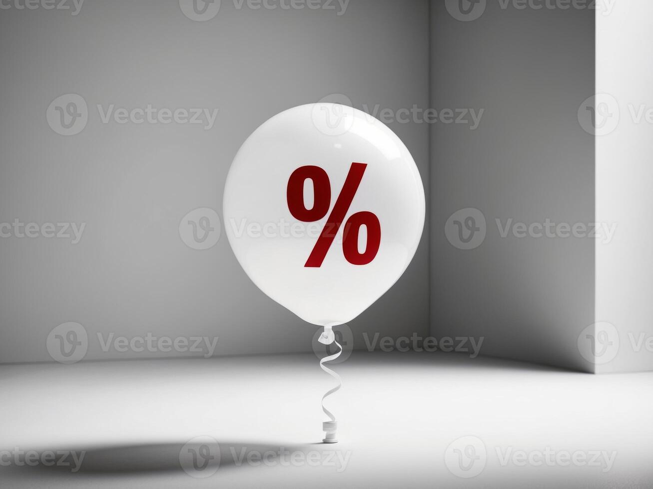 A white balloon with the number percent written on it photo