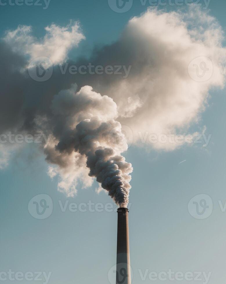 A smoke stack from a factory chimney photo