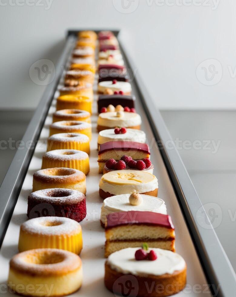 A long line of different types of pastries photo