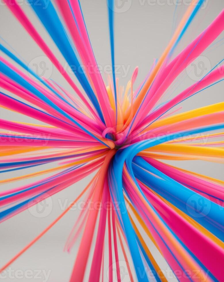 A close up of a colorful stream of plastic photo