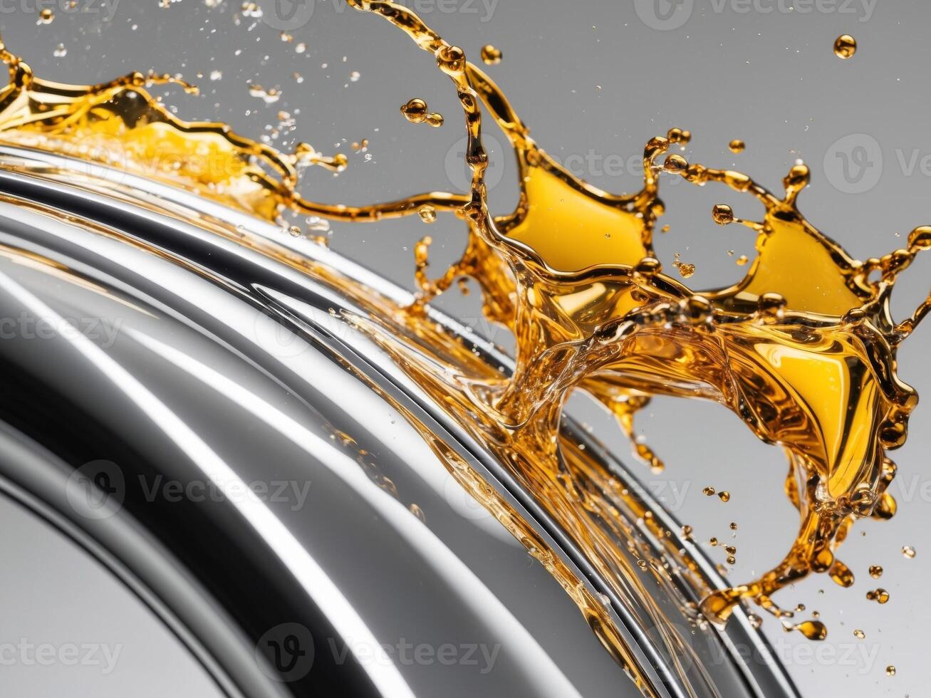 A close up of a car wheel with a splash of oil photo