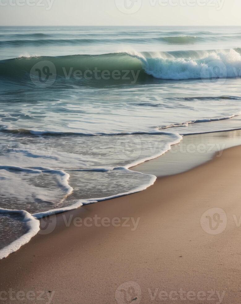 A beach with waves and a small wave photo