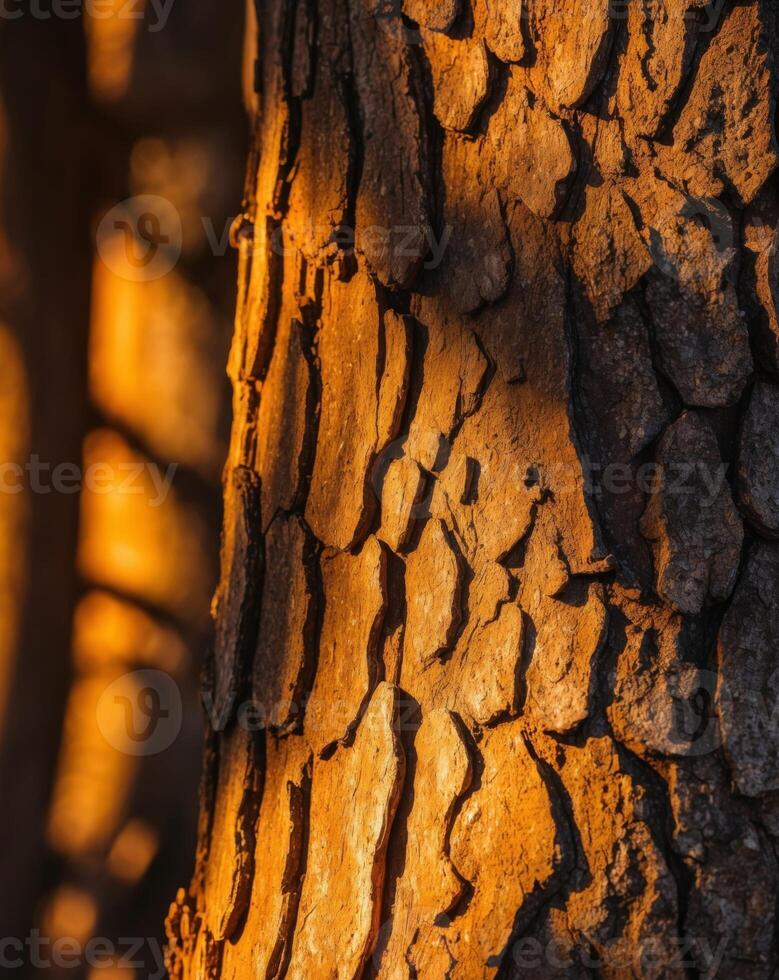 A close up of the bark of a pine tree photo