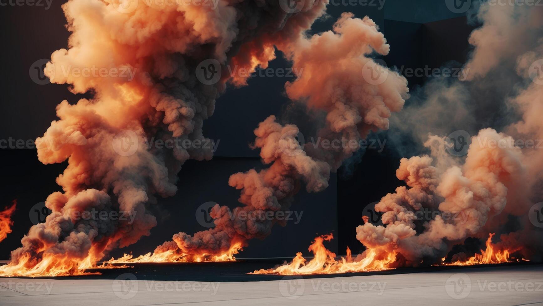 A large group of fire is shown in the air photo