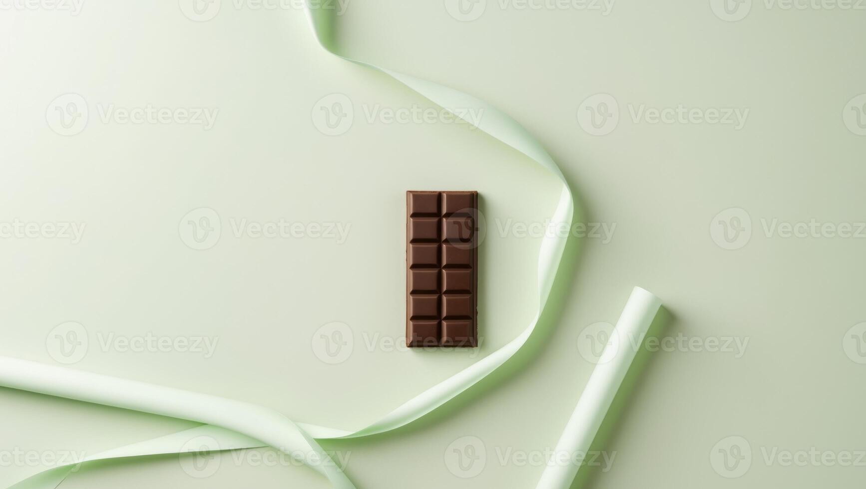 A chocolate bar on a green background photo