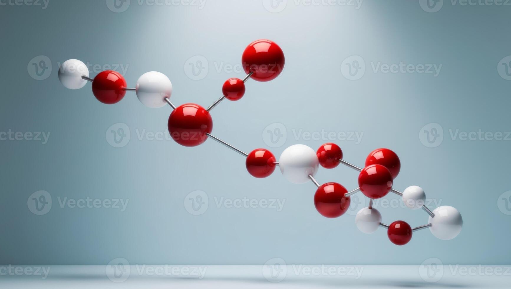 A molecule model with red and white balls photo