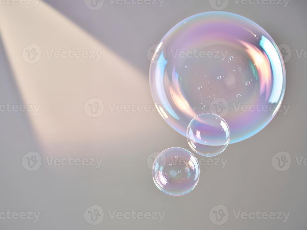 A close up of soap bubbles floating in the air photo