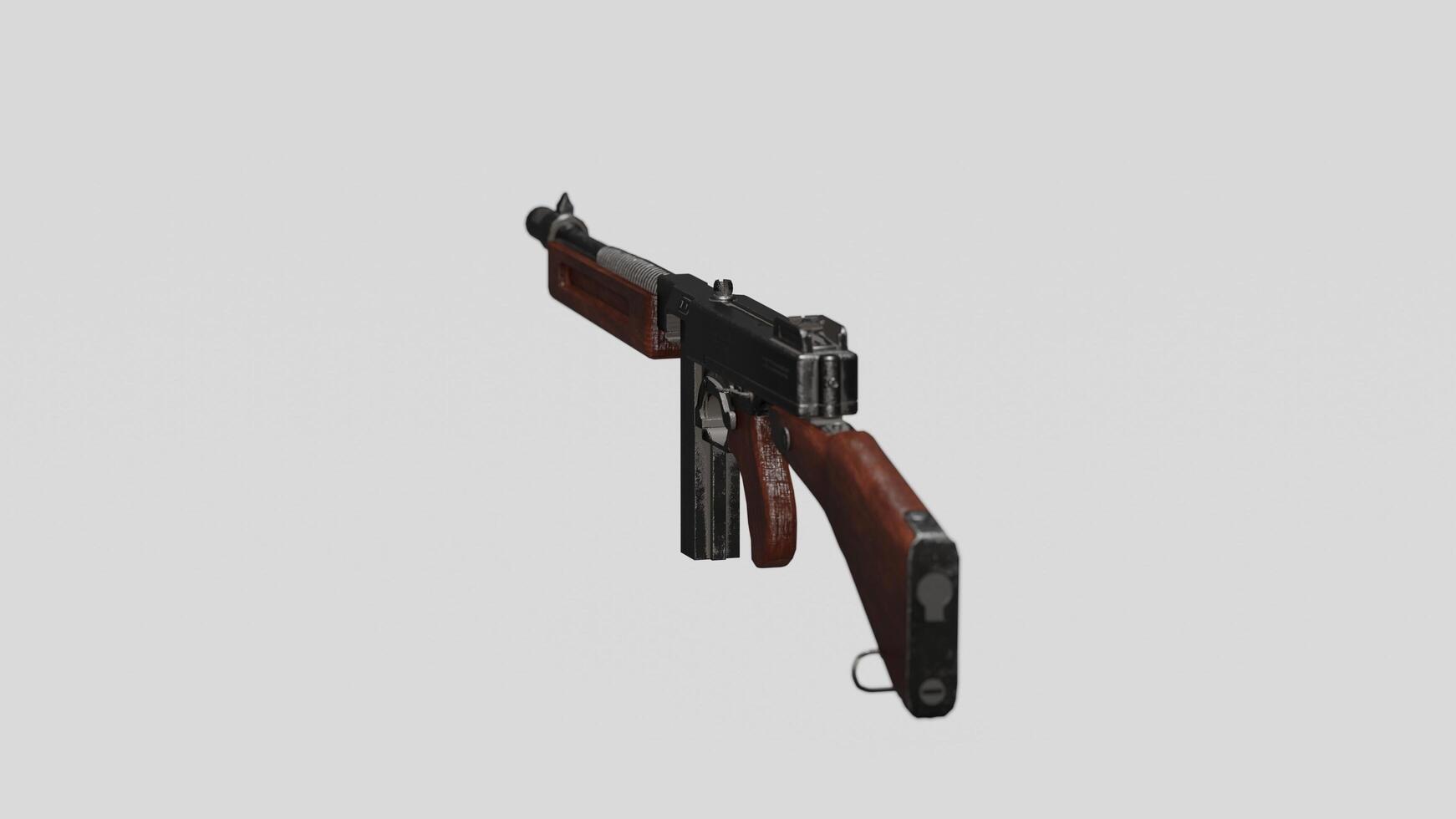 A gun with a wooden handle and a wooden grip photo