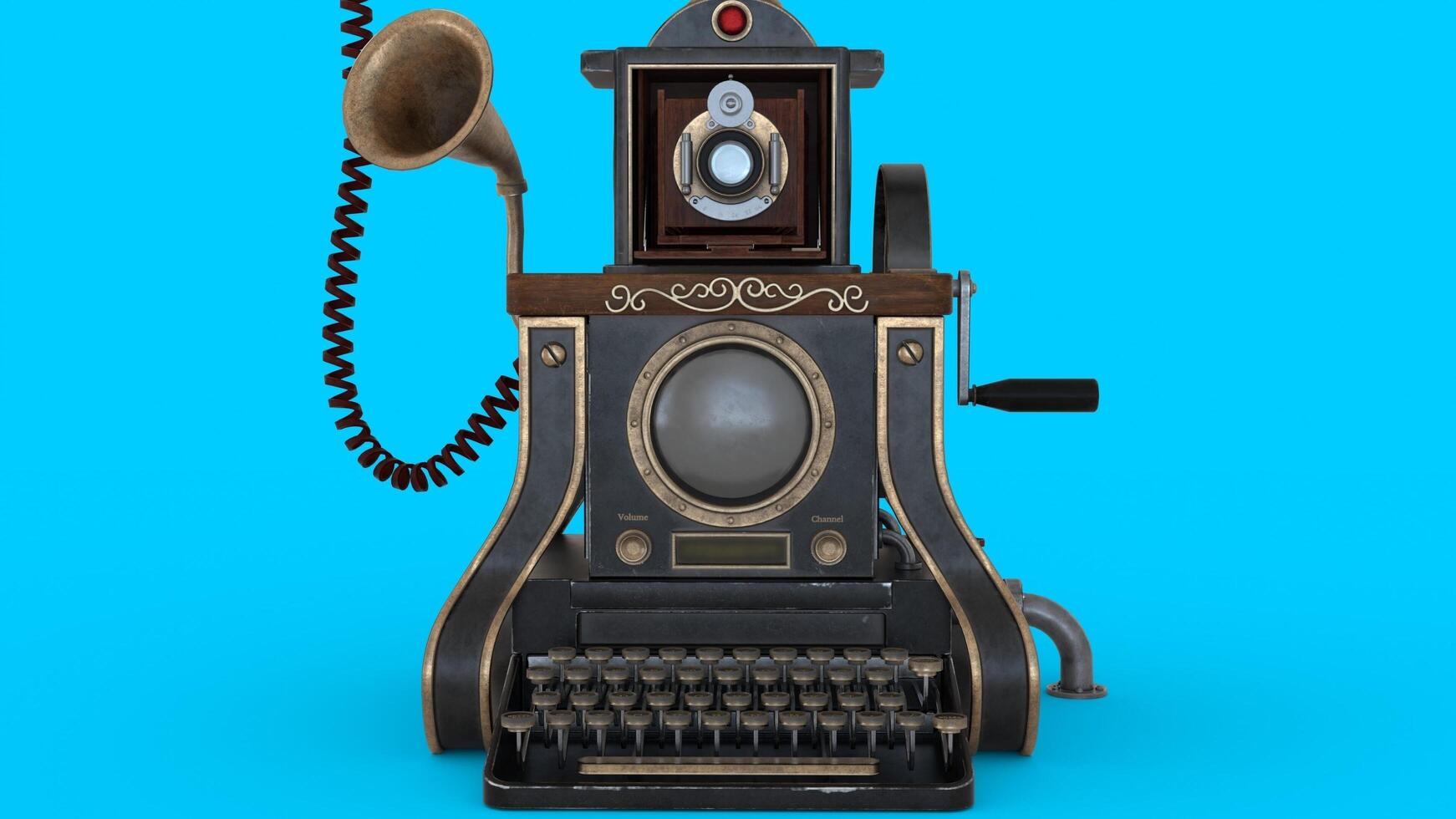 Antique smart telephone with camera photo