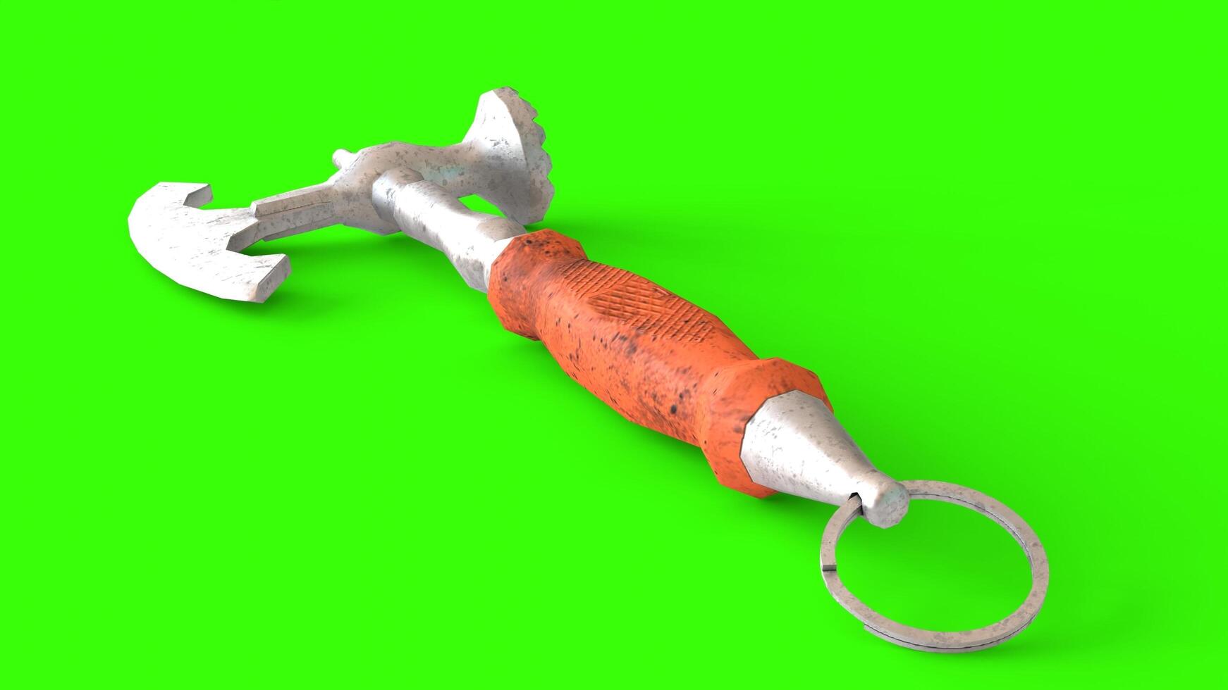 butcher poleaxe with green background photo