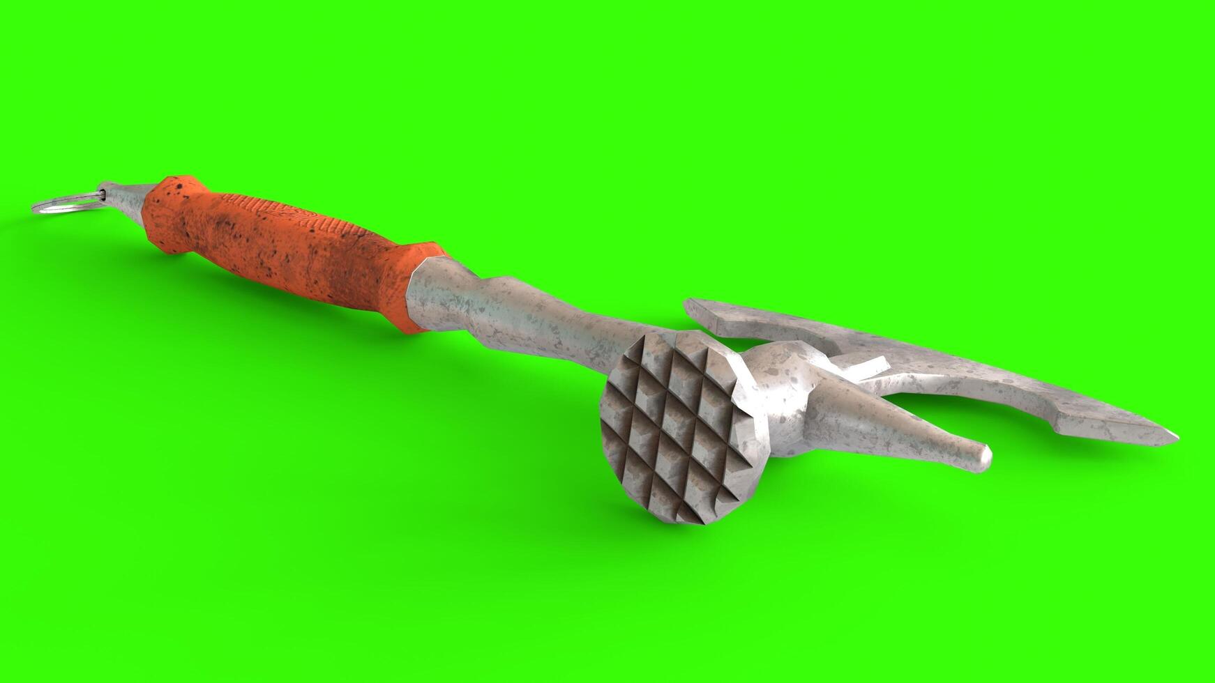 butcher poleaxe with green background photo