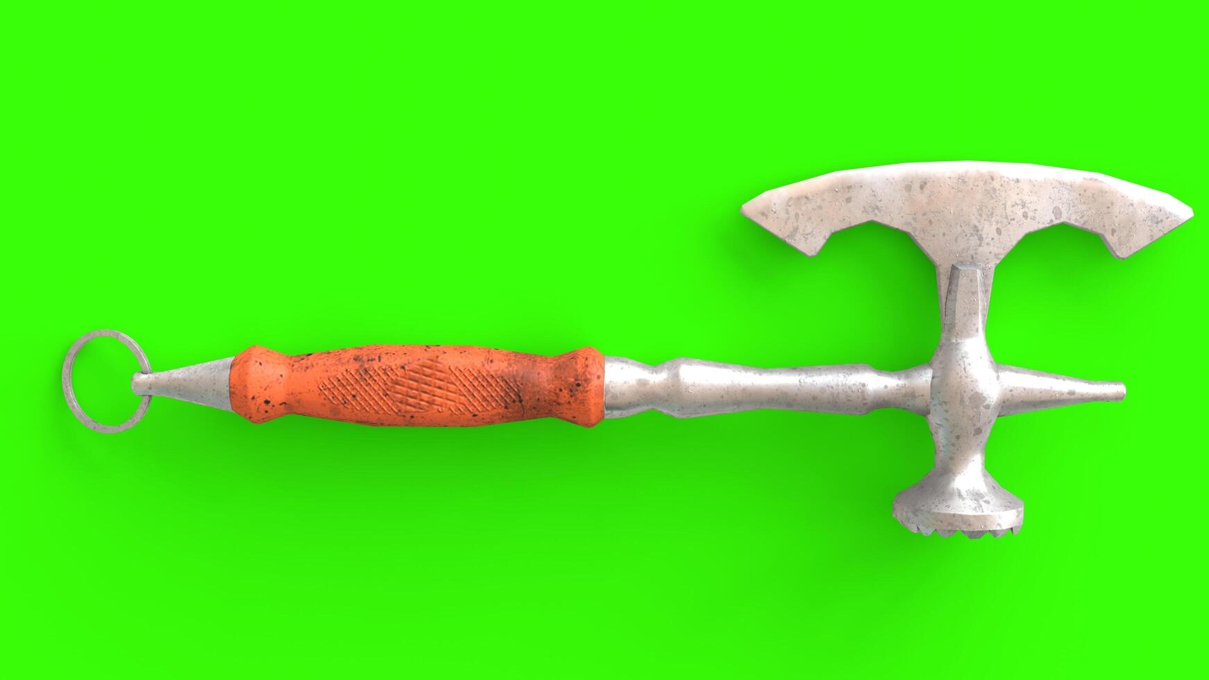 butcher poleaxe with green background photo
