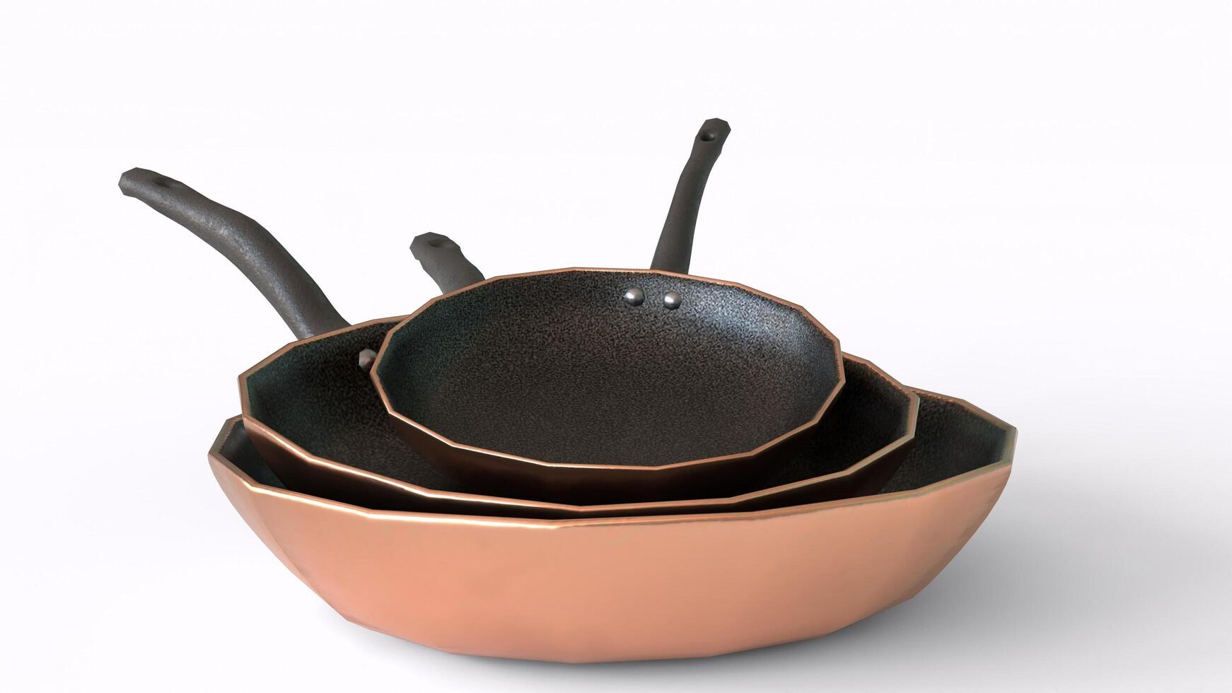 copper pan with white background photo
