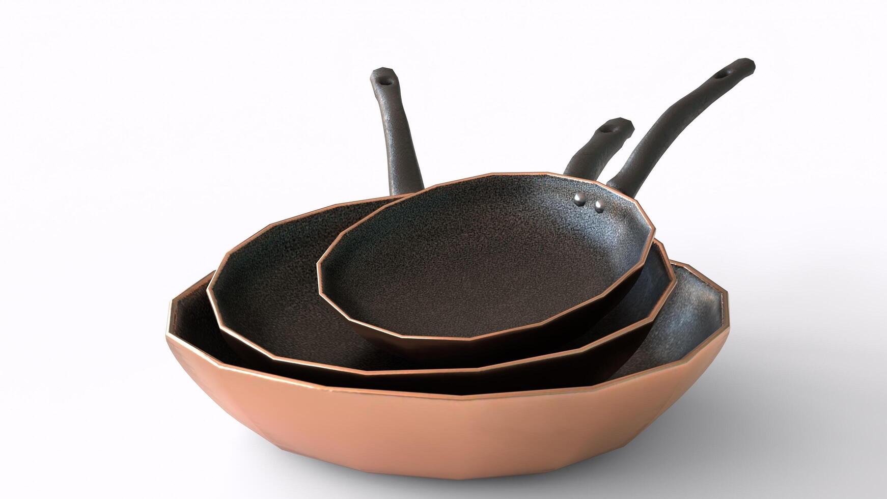 copper pan with white background photo