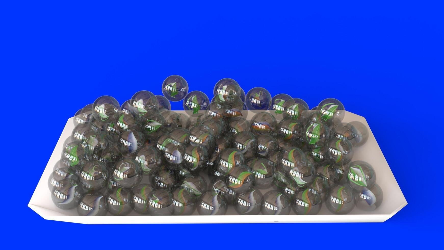 Glass Marbles with blue background photo