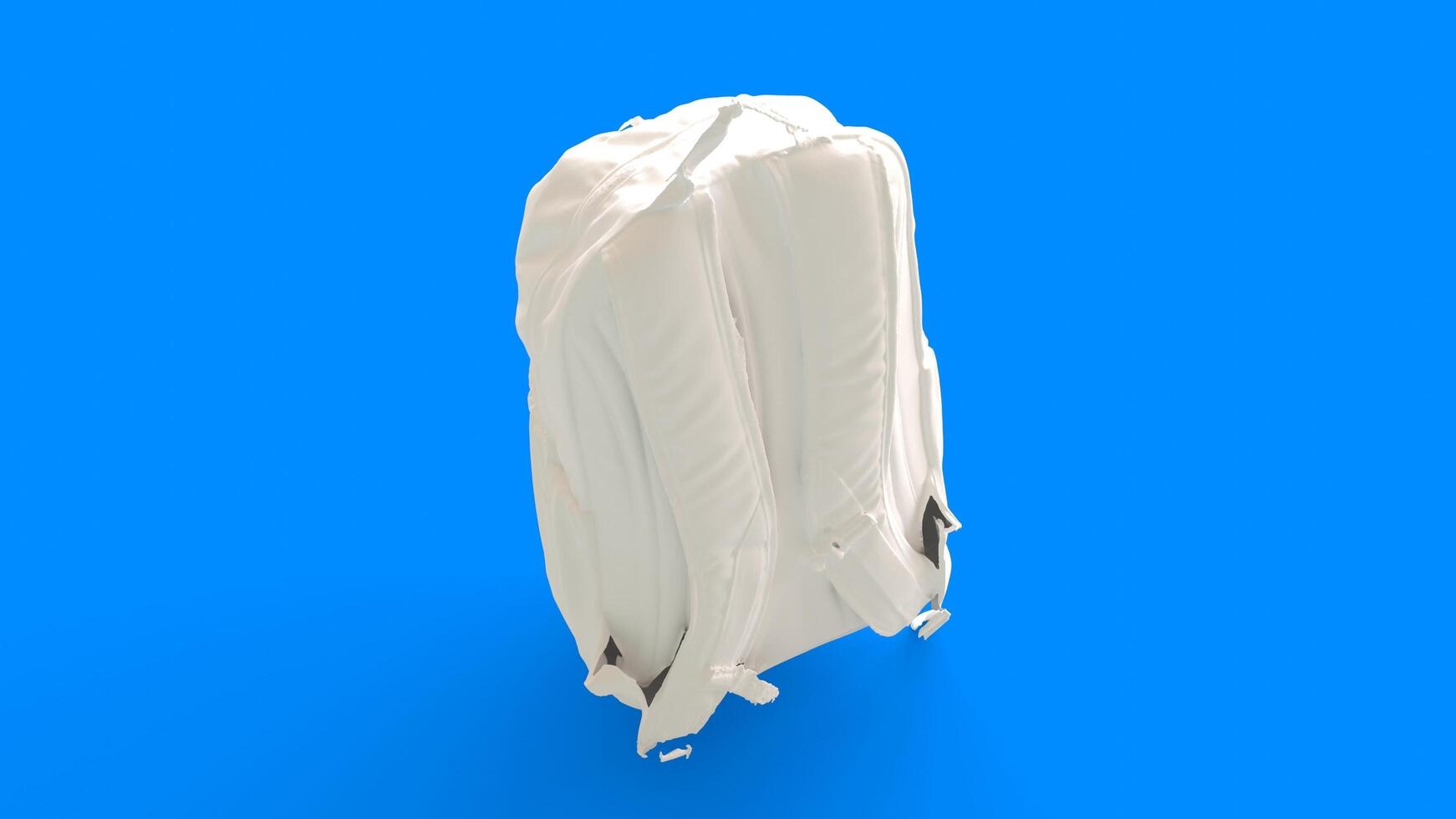 white backpack with blue background photo