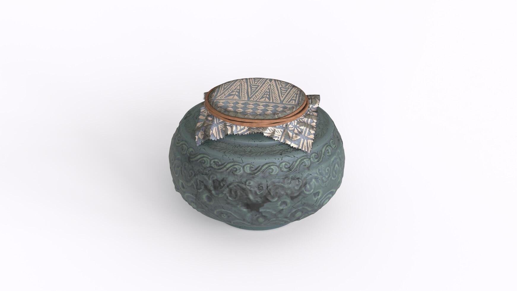 urn of ashes with white background photo
